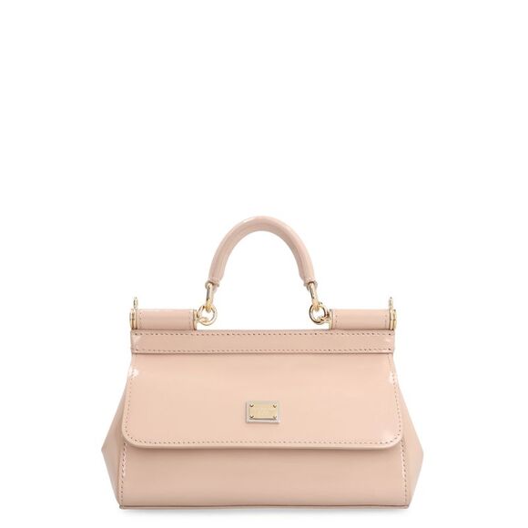 DOLCE & GABBANA Handbags - Sicily Small Beige Leather Handbag with Gold-Tone Hardware and Removable Strap